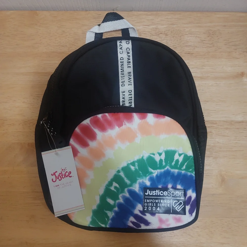 NWT Girl's Justice Sport Mini Backback Purse/Bag Black w/colors